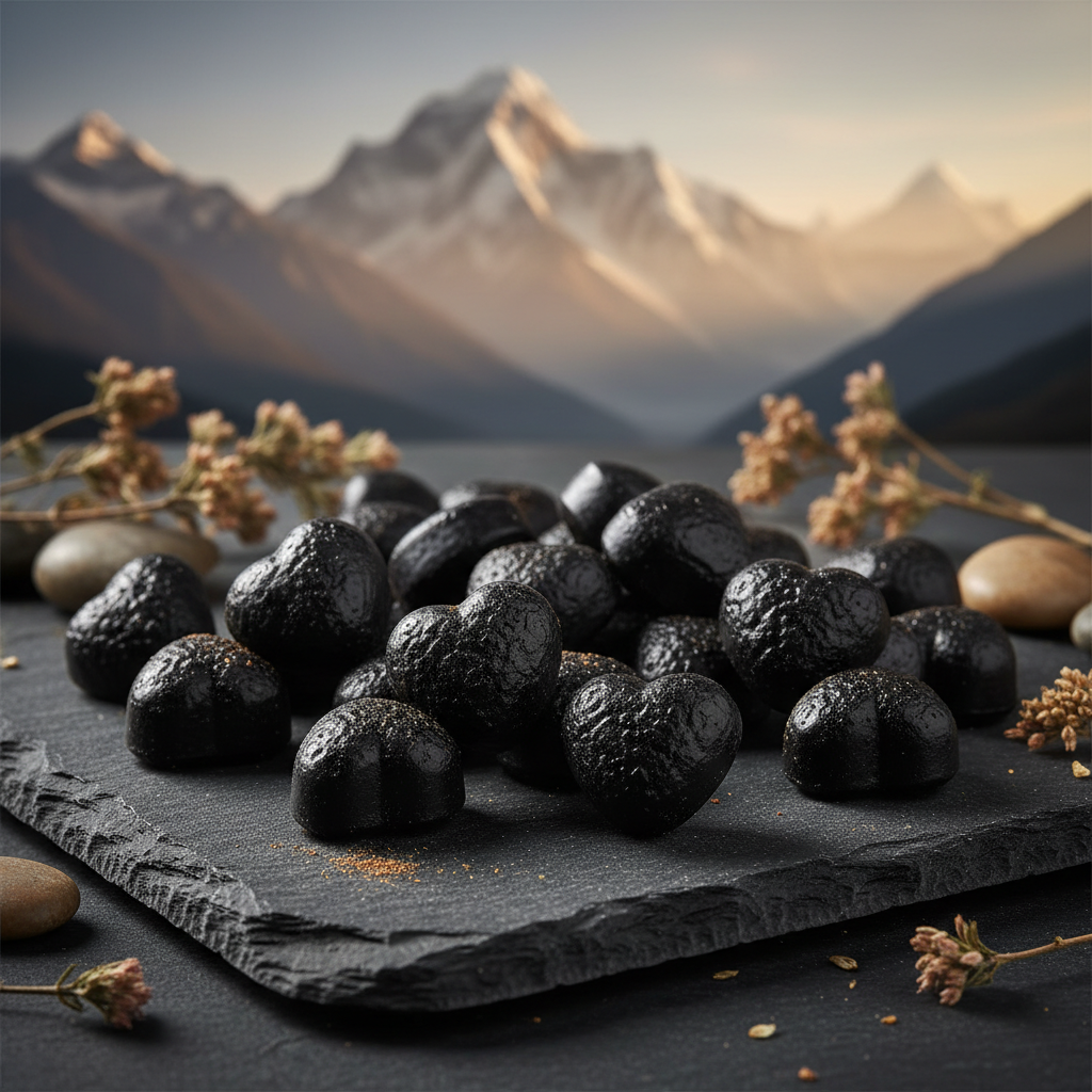 Gomitas de Shilajit puro del Himalaya, suplemento natural en forma de corazón